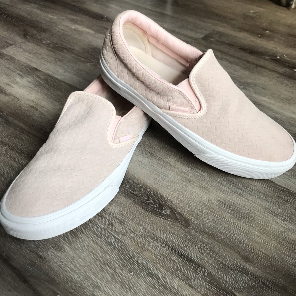 Vans Classic Slip On Embossed Woven Suede Rosewater Skate Shoes